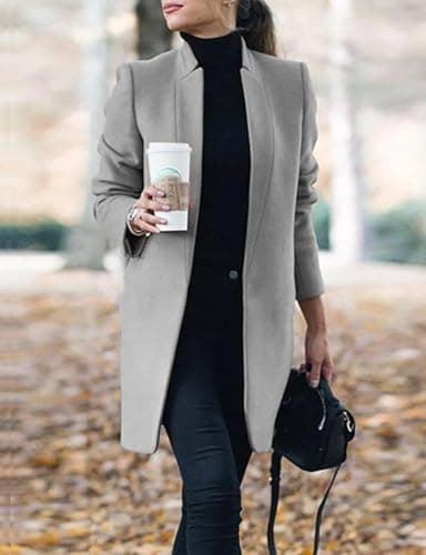 Women's Wool Peacoat with Pockets for Fall/Winter