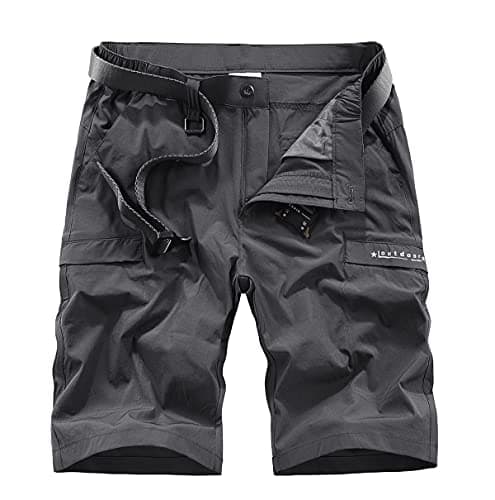 Kolongvangie Men's Outdoor Comfortable Lightweight Cargo Shorts with Multi Pockets — Q02# Dark Grey