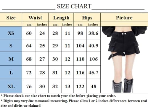 IDEWO Women's Denim Cargo Shorts - Y2k Vintage Grunge Goth