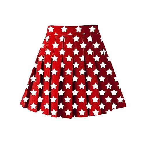 ZHANCHTONG Women's High Waist A-Line Pleated Mini Tennis Skirt — Red Star