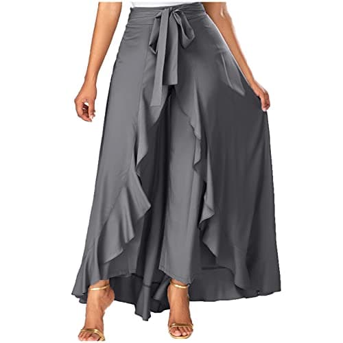 Women's High Waisted Ruffle Palazzo Pants