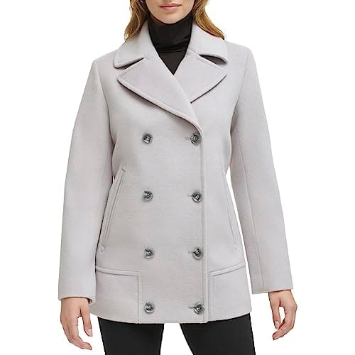Kenneth Cole Women's Wool Coat with Double BREAST Notch Collar Button Details