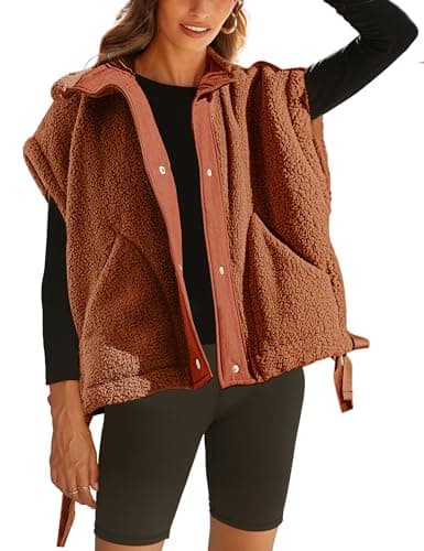 Athlisan Womens Sherpa Jacket with Pockets Casual Fleece Vest