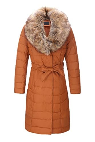 Bellivera Women's Winter Puffer Jacket with Removable Fur Collar