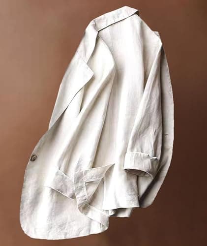 SOMTHRON Women's Casual Linen 3/4 Sleeve Blazer Jacket