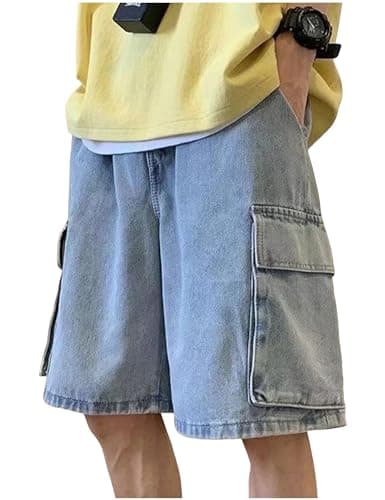 Fexrory Men's Y2K Blue Denim Shorts — A-light Blue