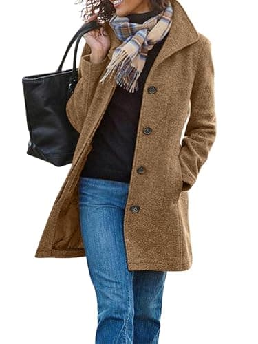 UTCOCO Women's Casual Thicken Pea Coat Mid Long with Pockets