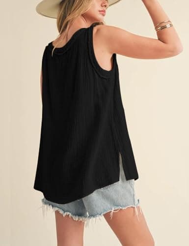 IDEALSANXUN Women's V-Neck Sleeveless Top Summernotated(length: 54)