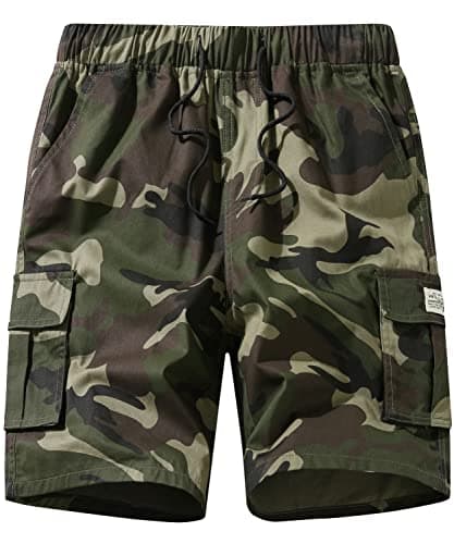 Vcansion Men's Casual Cotton Camo Cargo Shorts with Multiple Pockets — 02green Camo