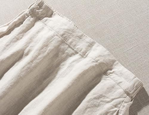 IDEALSANXUN High-Waisted Lightweight Linen Midi Skirt for Women with Pockets