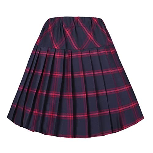 Urban CoCo Women's Elastic Waisted Tartan Pleated School Skirt