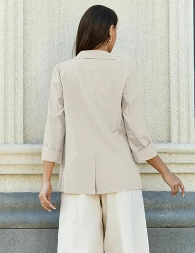 IDEALSANXUN Linen Women's 3/4 Sleeve Lightweight Blazer