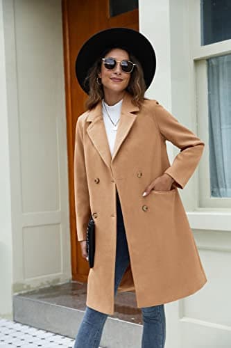 Yousify Women's Double Breasted Winter Pea Coat