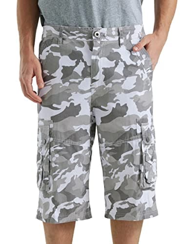 Best South Men's Comfortable Twill Cargo Shorts with Multiple Pockets — White Camo
