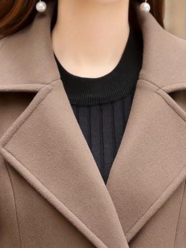 GVLDPOH Women's Mid-Length Wool Blend Double Breasted Overcoat