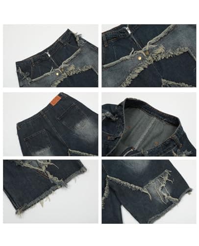 Lafaguw Gothic Star Patchwork High-Waisted Jeans Shorts