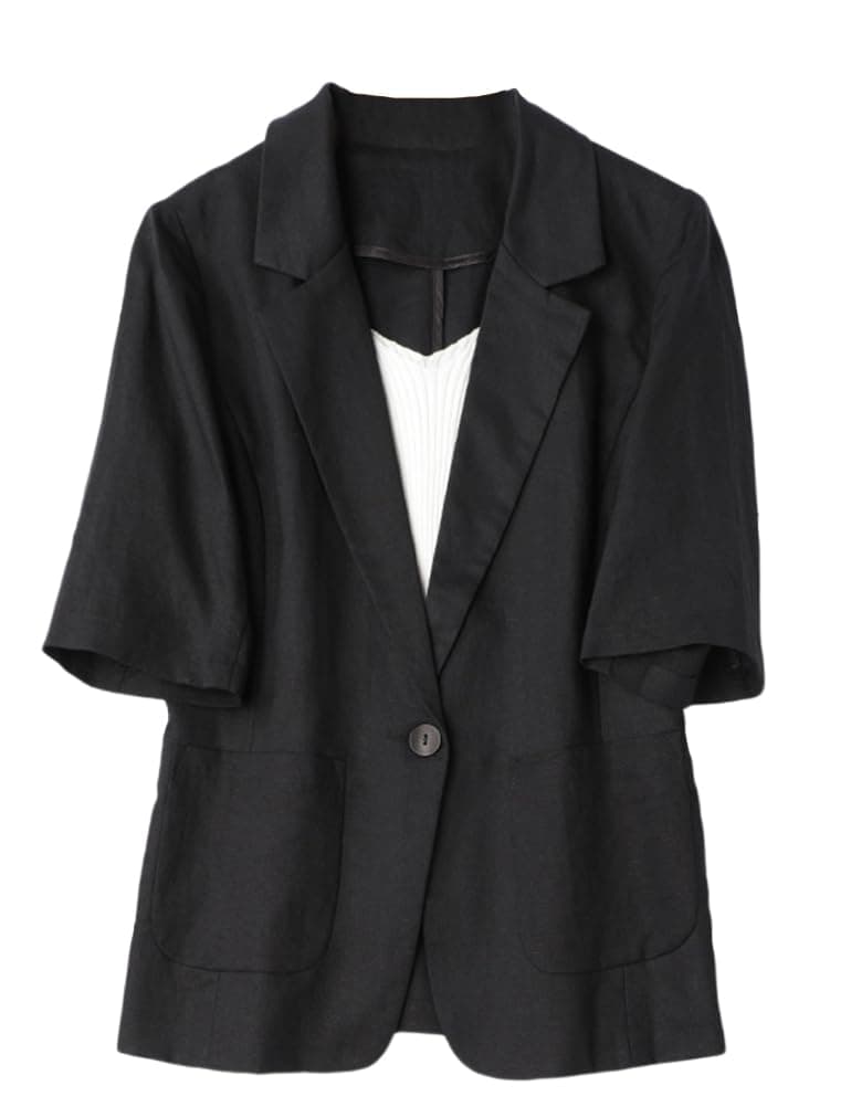 Short Sleeve Linen Blazer Casual Lightweight Suit Jackets