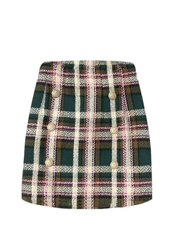 HERBATOMIA Women's Vintage Plaid Mini Pencil Skirt with High Waist Zipper