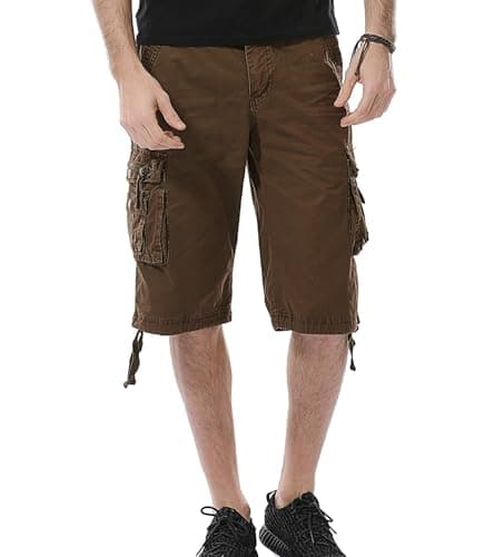 HODZAIW Mens Outdoor Camouflage Cargo Shorts with Multiple Pockets