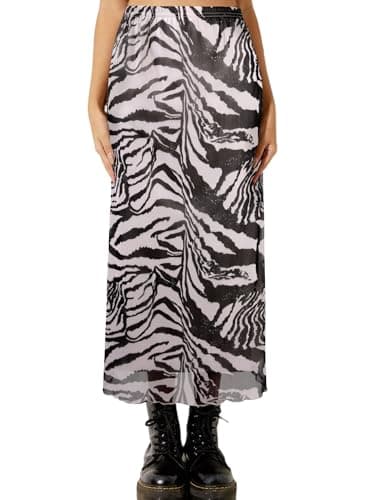 Avanova Bohemian Ditsy Floral Midi Skirt — Beige Striped