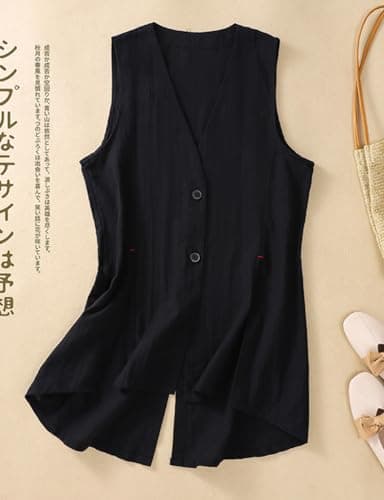 Women's Linen Sleeveless Blazer Jacket for Spring and Summer