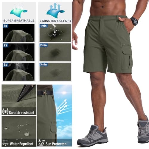 Jessie Kidden Men's Lightweight Quick Dry Water Resistant Fishing Hiking Shorts