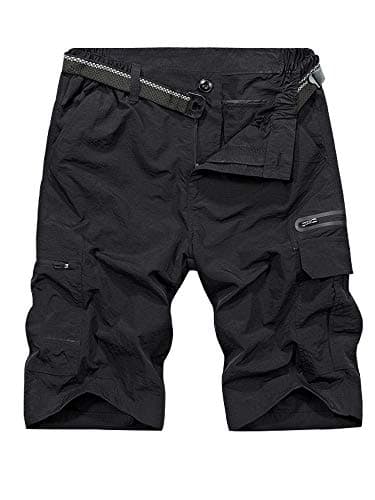 Jessie Kidden Men's Lightweight Quick Dry Water Resistant Fishing Hiking Shorts — Black