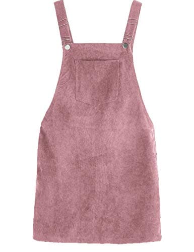 Tanming Women's Corduroy A-Line Cute Pinafore Bib Overall Mini Dress Skirt — Pink