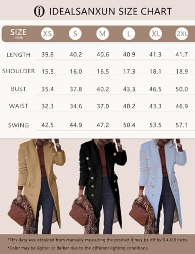 Women's Wool Pea Coat for Fall and Winter