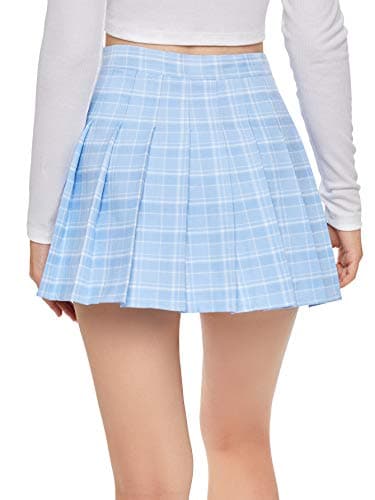 SweatyRocks Women's High Waist Plaid Pleated Mini Skirt