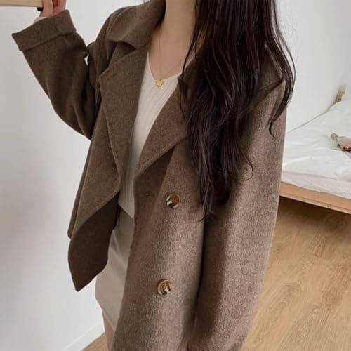IDEALSANXUN Women's 2024 Fall Winter Short Wool Trench Coats & Pea Coats