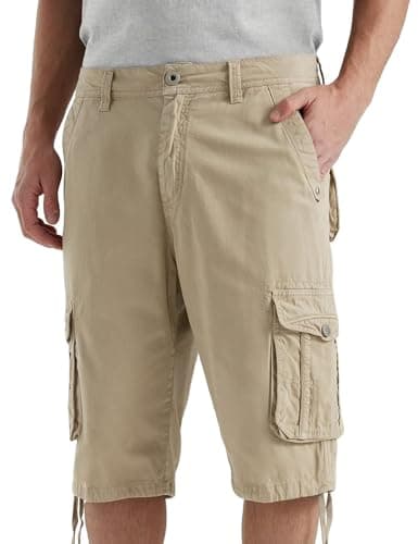 BEST SOUTH Men's Casual Long Cargo Shorts 13 Inches Relaxed Fit with Pockets — Stone
