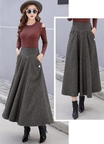 Ylingjun Warm Elastic High-Waisted Wool Skirt