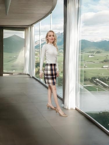Women's High Waist Plaid Wool Mini Skirt