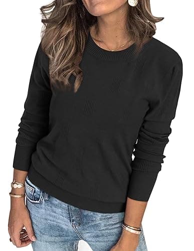 Womens Arach&Cloz Knit Sweater Long Sleeve Casual Spring Outfit Fashion — A-black