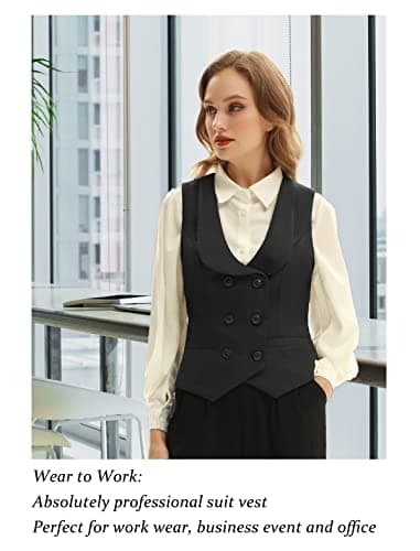Belle Poque Women's Double Breasted Waistcoat with Vintage Lapel Collar & 2 Pockets