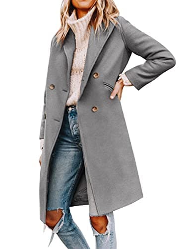 Yousify Women's Double Breasted Winter Pea Coat — 05-grey