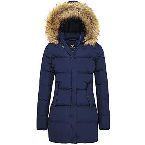 FARVALUE Women's Winter Warm Parka Jacket Puffer Thicken Hooded Coat — Navy