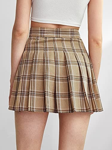 WDIRARA Plaid High Waist A-Line Mini Skirt