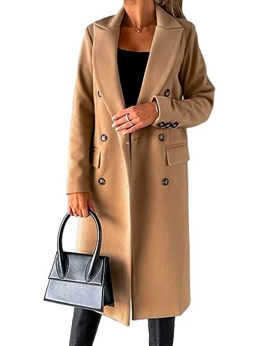 Women's Long Wool Trench Coat for Fall and Winter — Camel