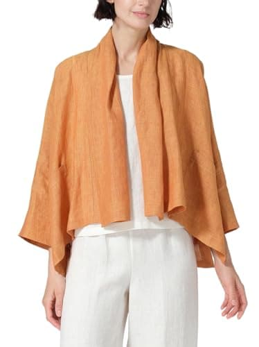 IDEALSANXUN Lightweight Linen Summer Cardigan Blazer Jackets for Women — Orange