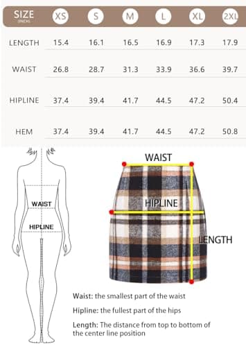 Women's High Waist Plaid Wool Pencil Mini Skirt