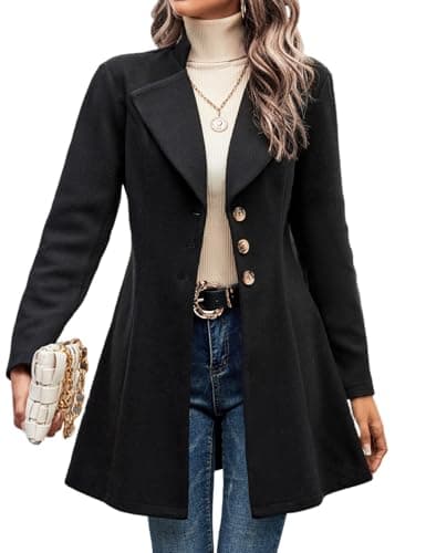 IDEALSANXUN Women's Trendy Wool Peacoat & Blazer Jackets — Black
