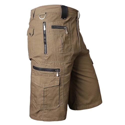 Quick Dry Mens Casual Tactical Cargo Shorts Outdoor Hiking — Khaki