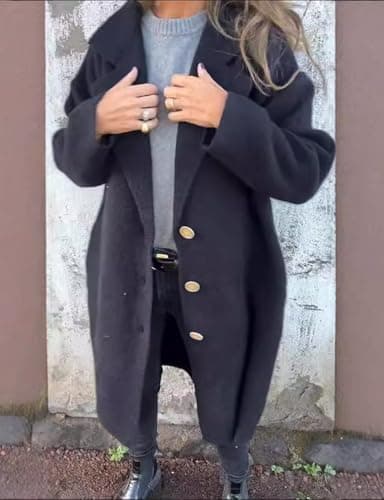 IDEALSANXUN Long Wool Coats for Women Trendy Peacoat Trench Coat