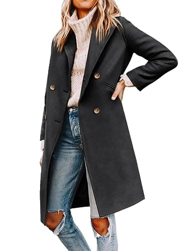 Yousify Women's Double Breasted Winter Pea Coat — 11-dark Grey