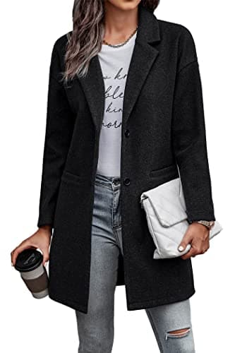 PrettyGarden Women's Plaid Winter Jacket With Pockets — Solid Black