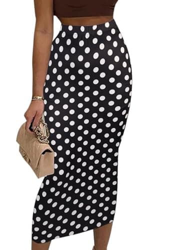 Avanova Women's Floral Print Pencil Midi High-Waisted Skirt — Black a