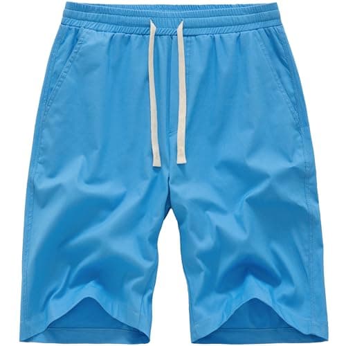 VTUAOL Men's Cargo Shorts with Elastic Waist and Multiple Pockets — C-blue