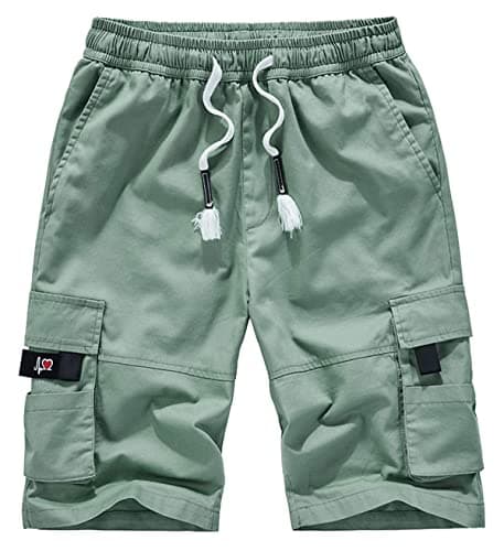 Vcansion Men's Casual Lightweight Loose Fit Multi-Pockets Cargo Shorts — Pea Green